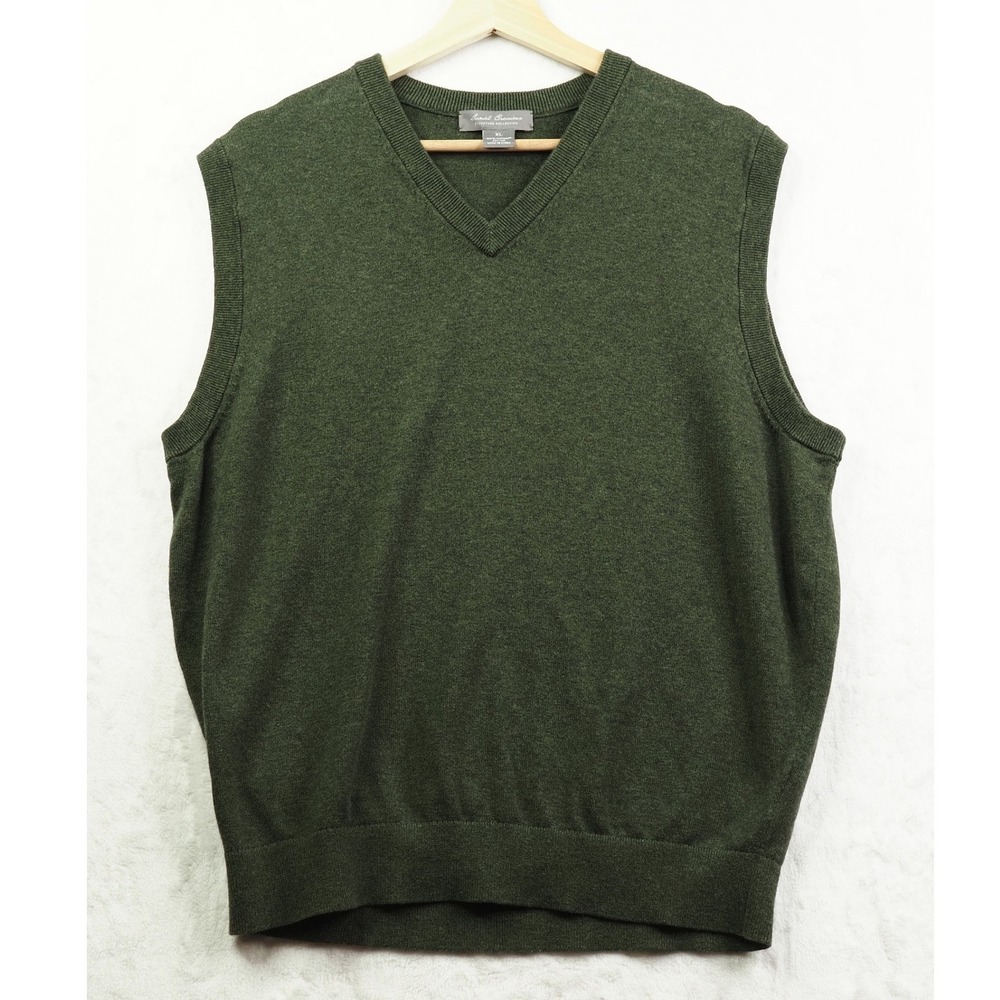 Daniel Cremieux Mens Sweater Vest XL Green Supima Cotton Preppy Academic Classic